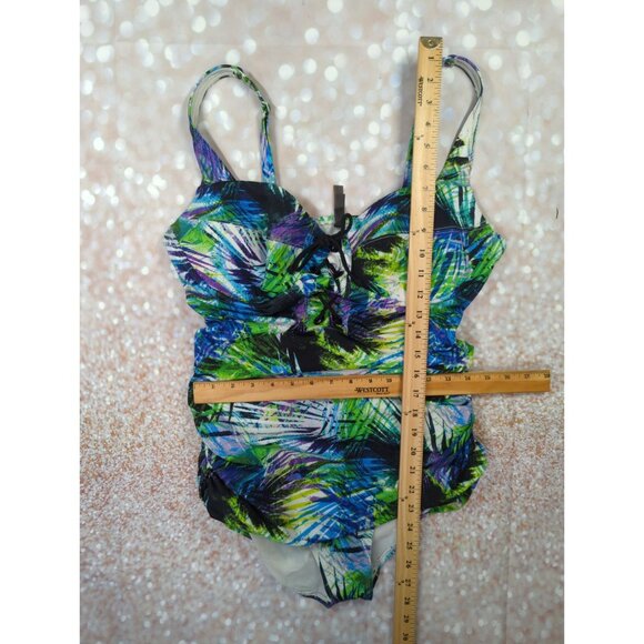 Torrid 1 Women’s Size 14/16 One Piece Tankini Swimsuit Palm Tropical Print - Picture 9 of 9